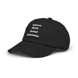 Support Black Owned Businesses White Text Distressed Cap